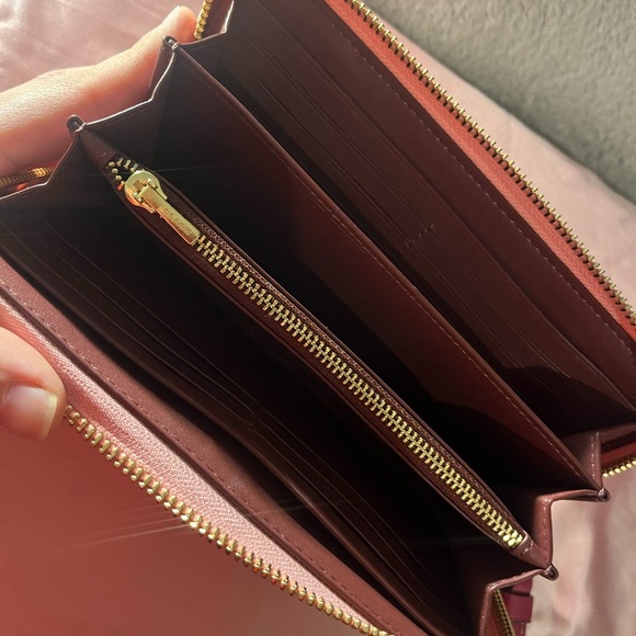 Coach Pink Cherry Wristlet long zip Wallet - Picture 3 of 5